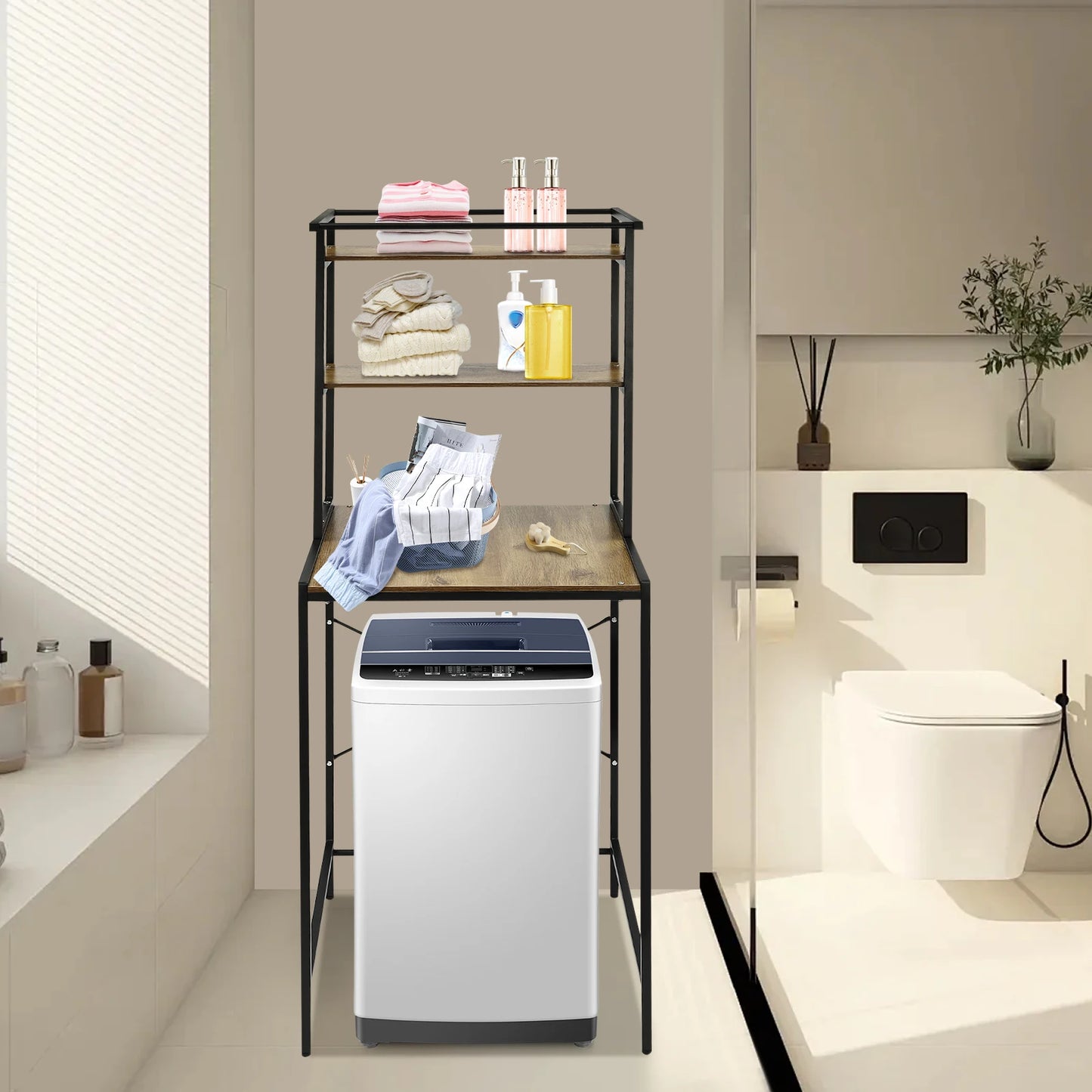 3 Tier Washer and Dryer Storage Shelf Washing Machine Shelf Toilet Shelf Over Washing Machine Toilet Washing Machine Cabinet