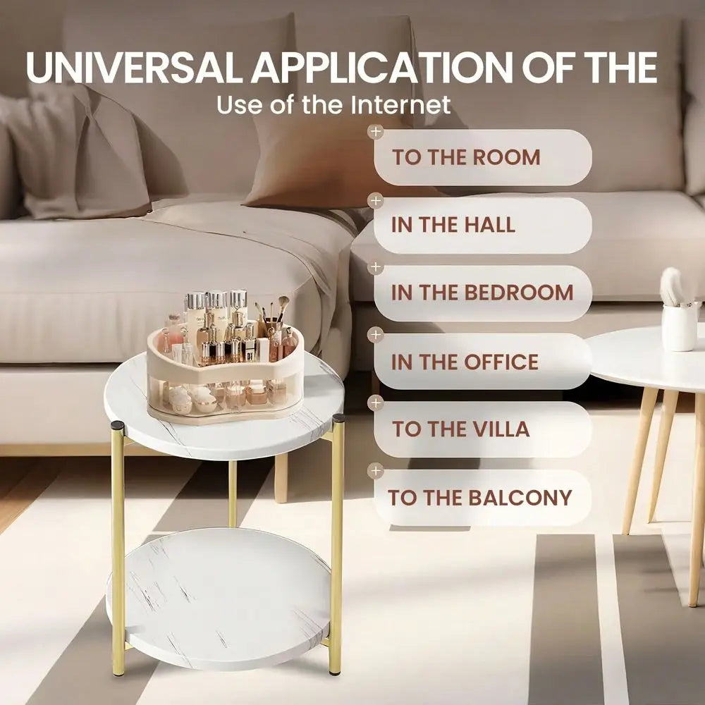 Double Tier Round Side Table For Indoor Or Outdoor Use