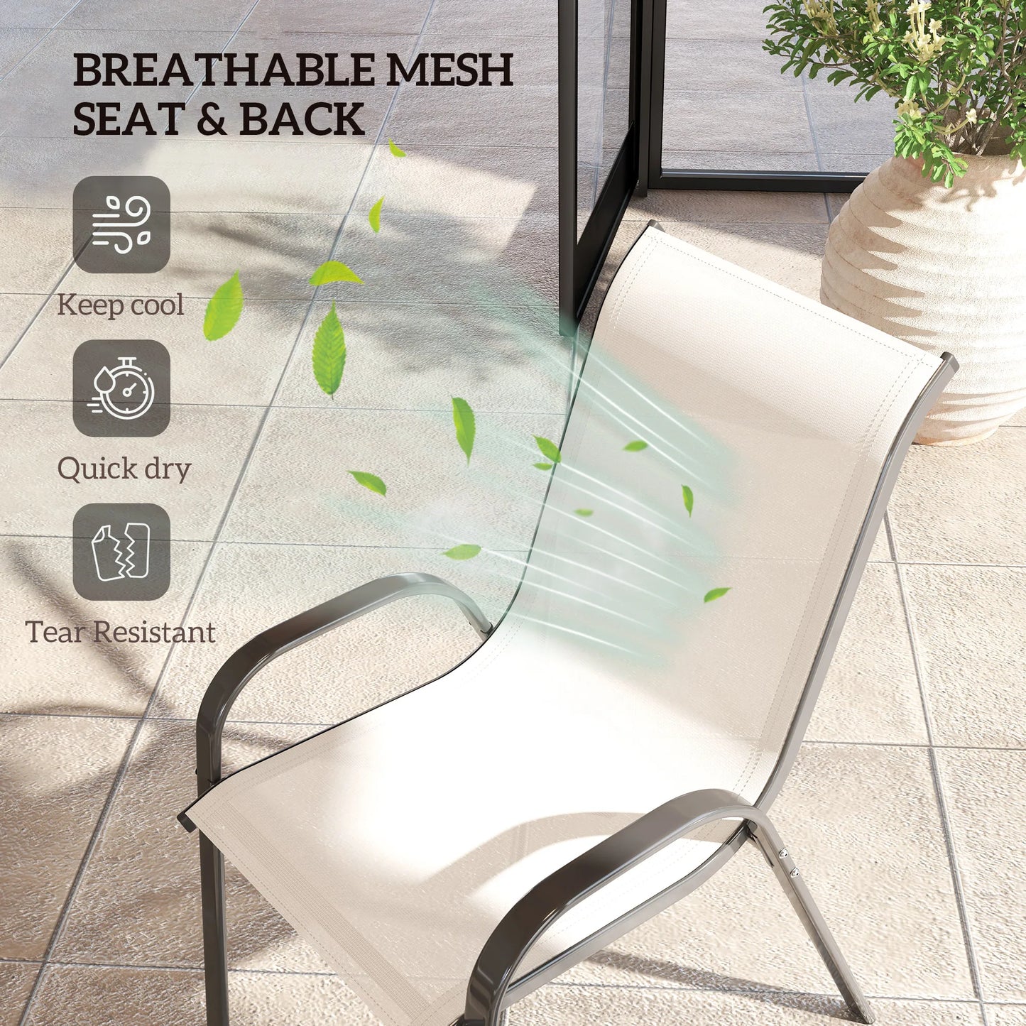 Durable Stackable Outdoor Patio Dining Chairs Set Of 4