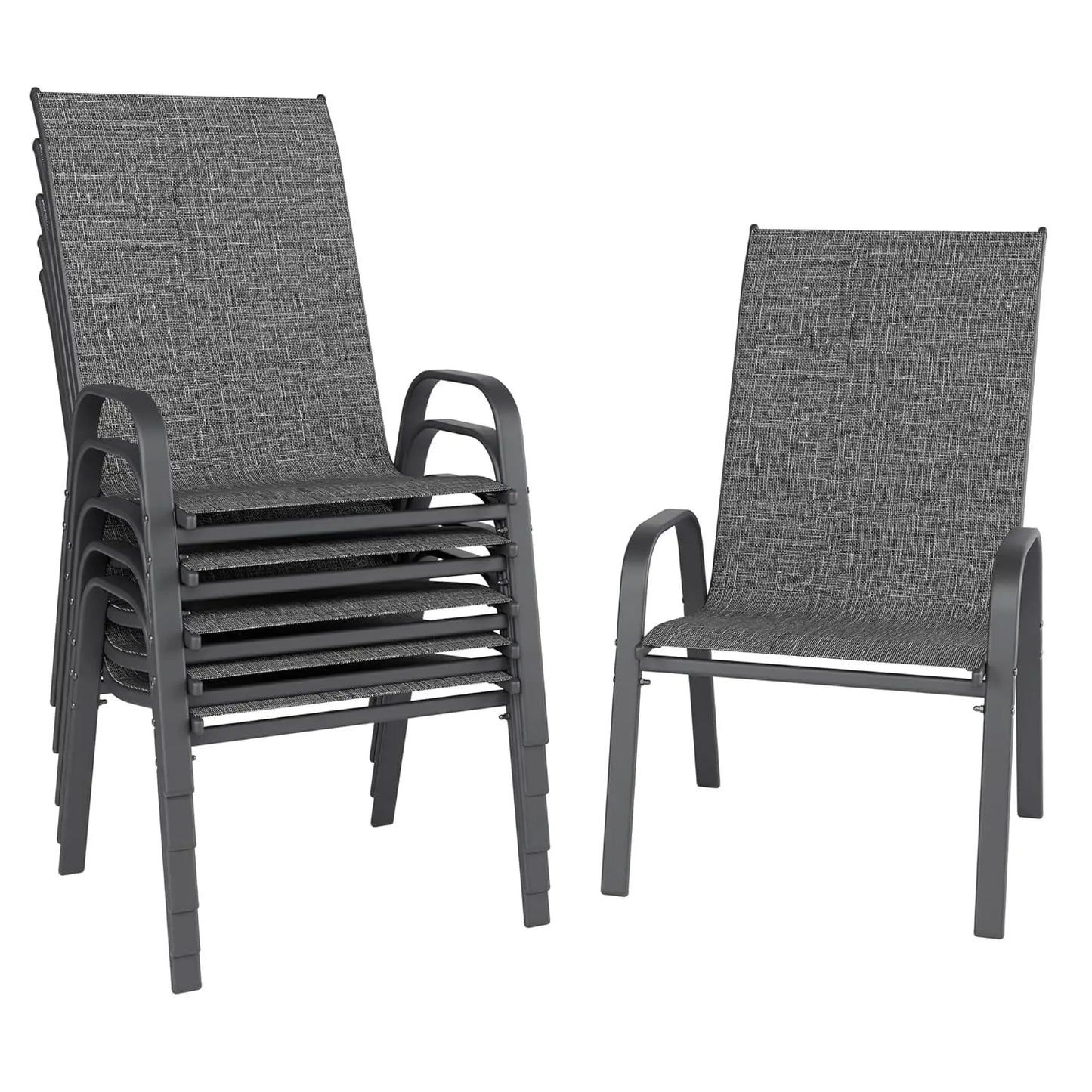 Frame Stackable Metal Patio Dining Chairs Set 6 All Weather
