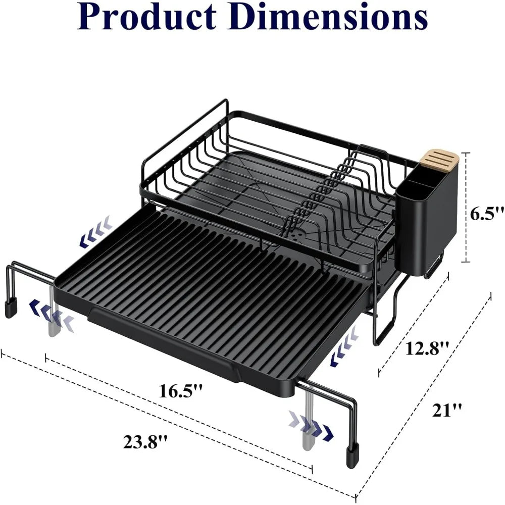 NBVCX Carcase Adjustable Over Sink Dish Drying Rack With Drain
