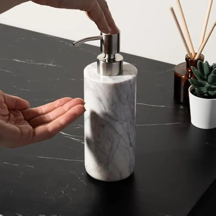 Marble Bathroom Vanity Set With Soap Dispenser And Toothbrush Holder