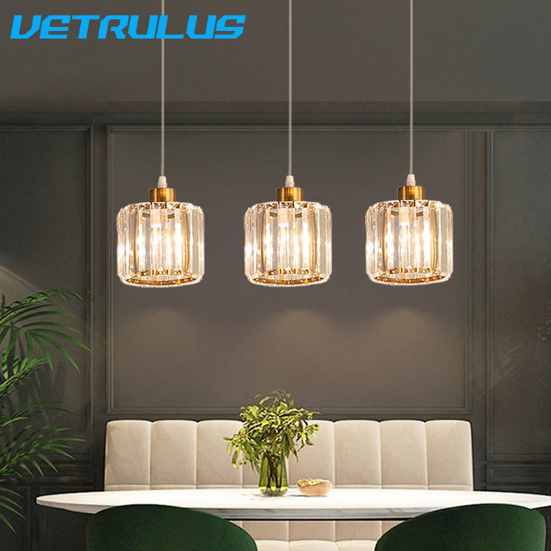 VETRULUS Modern K9 Crystal Pendant Ceiling Lamp for Living Rooms