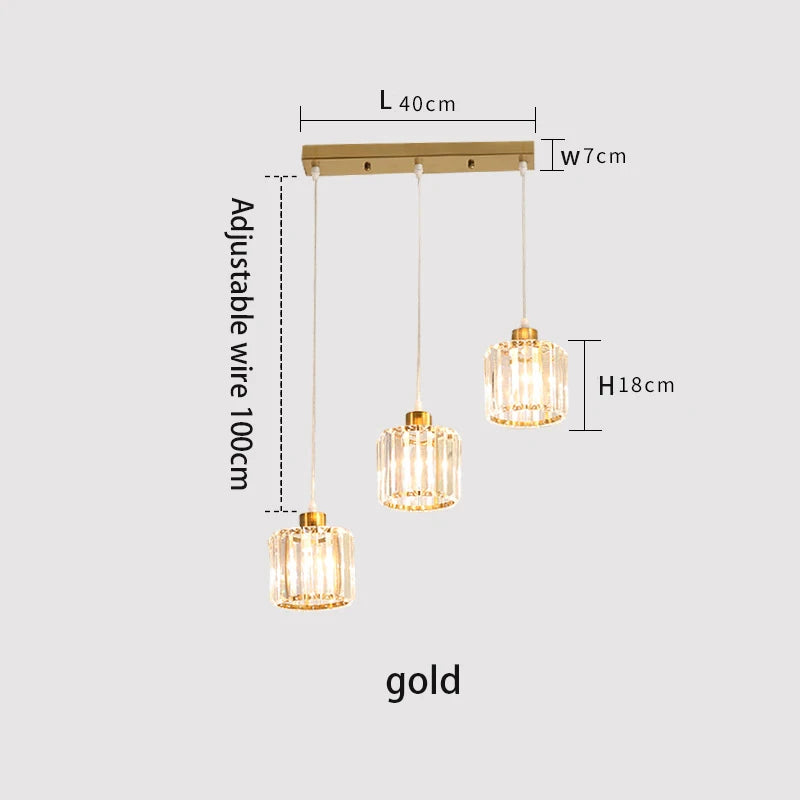 VETRULUS Modern K9 Crystal Pendant Ceiling Lamp for Living Rooms